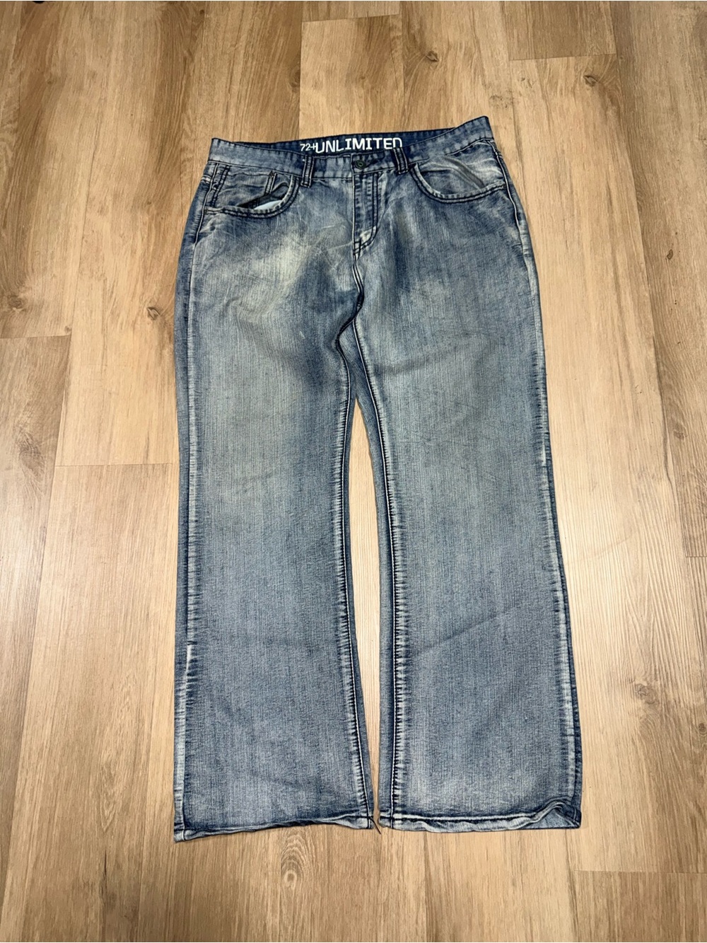 Ecko Unlimited Men’s Faded Blue Bootcut Jeans